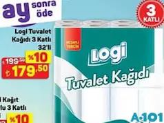 LOGİ TUVALET KAĞIDI 3 KATLI 32'Lİ fiyat ve kampanya bilgisi